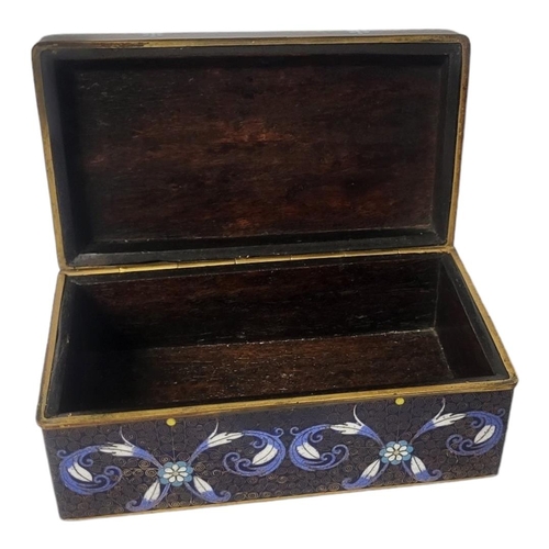 454 - A CHINESE LATE QING DYNASTY CLOISONNÉ BOX AND COVER
Decorated with symmetrical floral branches and s... 