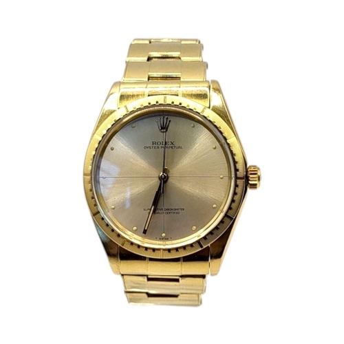 14 - ROLEX, ZEPHYR, A VINTAGE 14CT GOLD GENT’S WRISTWATCH
Gold tone dial marked 'Oyster Perpetual Superla... 