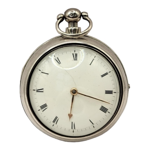 144 - THOMAS MUDGE, 1715 - 1794, A SILVER 'EARLY LEVER' GENT’S  POCKET WATCH
The pair cases, hallmarked Lo... 