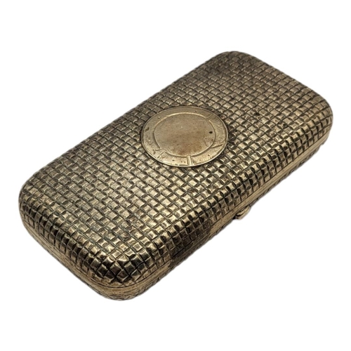 145 - A 19TH CENTURY RUSSIAN SILVER RECTANGULAR CHEROOT CASE
With basket weave decoration and gilt interio... 