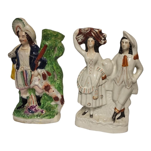 193 - A VICTORIAN STAFFORDSHIRE FIGURAL GROUP, HARVEST DANCERS
Painted in light polychrome glazes, togethe... 