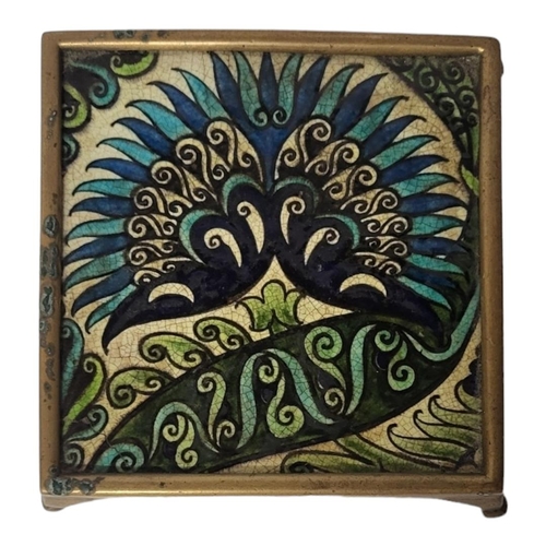 245 - WILLIAM DEMORGAN, 1872 - 1907, A LATE 19TH CENTURY EARTHENWARE LUSTRE GLAZED SQUARE TILE
In Persian ... 