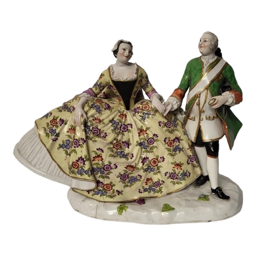 264 - MEISSEN, A 19TH CENTURY PORCELAIN FIGURAL GROUP, THE POLISH KISS ON THE 
HAND, AFTER JOHANN JOACHIM ... 