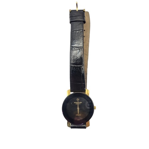 6 - RAYMOND WEIL, A VINTAGE GOLD PLATED LADIES’ WRISTWATCH
Black tone dial marked ‘Othello’, on a black ... 