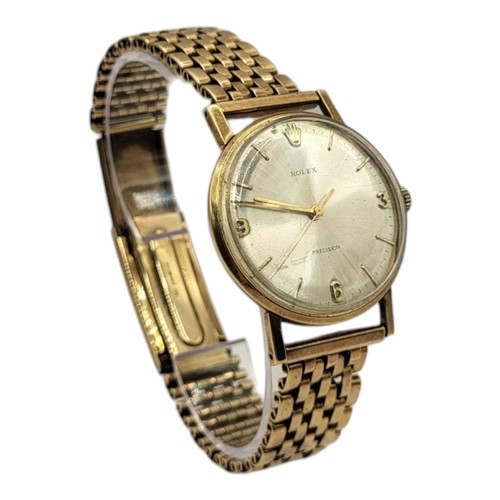 40A - ROLEX PRECISION, A VINTAGE 9CT GOLD GENT’S WRISTWATCH
Silver tone dial with Arabic quarter number ma... 