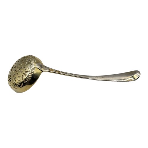 119A - A GEORGIAN SILVER SAUCE LADLE
Having a beaded edge and  pierced gilt bowl, hallmarked John Lambe, Lo... 