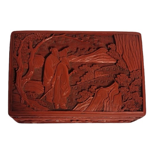 273A - A LATE 18TH/EARLY 19TH CENTURY CHINESE CINNABAR LACQUER RECTANGULAR BOX AND COVER
Deeply carved with... 