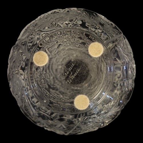 411 - LALIQUE, A VINTAGE EMBOSSED GLASS BALUSTER VASE
With floral decoration, etched mark to base.
(approx... 