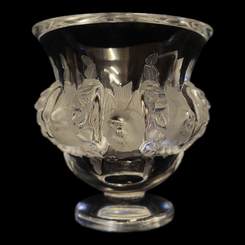 412 - LALIQUE, A VINTAGE FROSTED GLASS 'DAMPIERRE' BALUSTER VASE
With embossed birds, engraved mark to bas... 