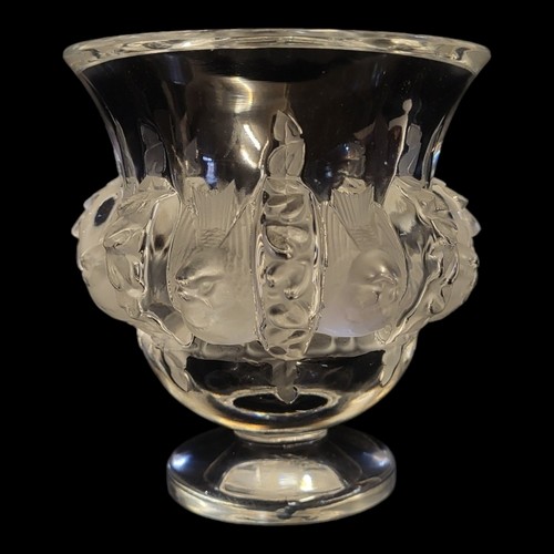 412 - LALIQUE, A VINTAGE FROSTED GLASS 'DAMPIERRE' BALUSTER VASE
With embossed birds, engraved mark to bas... 