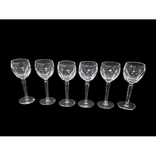 427 - A SET OF SIX WATERFORD LEAD CRYSTAL ROEMERS/GOBLET/GLASSES
The ovoid cut glass heavy body, on a clea... 