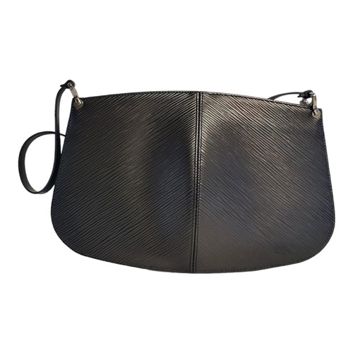 467 - LOUIS VUITTON, A VINTAGE DEMILUNE BLACK LEATHER CLUTCH BAG
Having a single carry handle and herringb... 