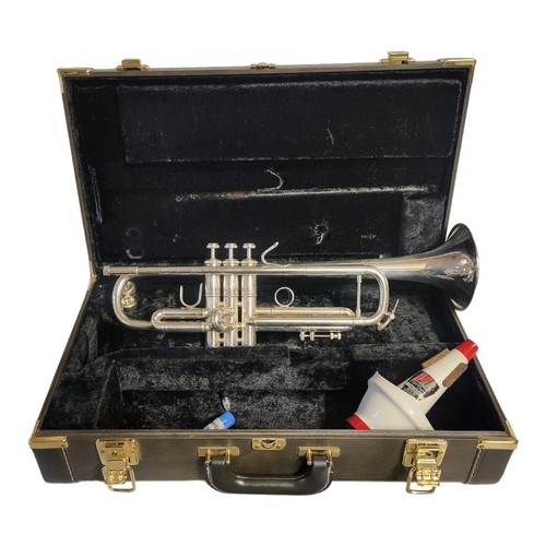 491 - VINCENT BACH, A VINTAGE SILVER PLATED TRUMPET
Engraved mark 'Stradivarius model 37 by Elkhart indust... 