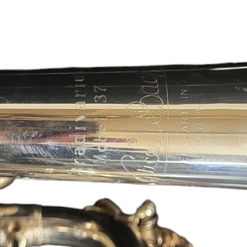 491 - VINCENT BACH, A VINTAGE SILVER PLATED TRUMPET
Engraved mark 'Stradivarius model 37 by Elkhart indust... 