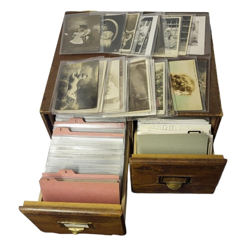 507 - A TABLETOP TWO DRAWER FILING CABINET
Containing approximately 300 19th Century and later family pot ... 