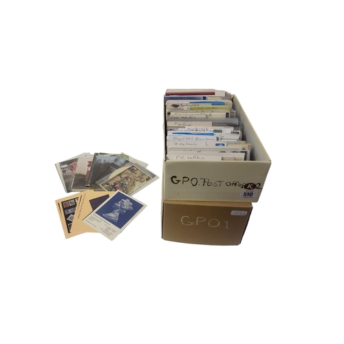 510 - TWO BOXES CONTAINING APPROX 600 EARLY  20TH CENTURY AND LATER POSTCARDS RELATING TO POST OFFICE TRAN... 