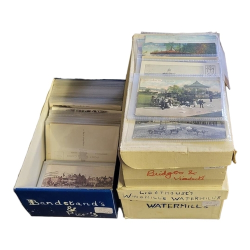 513 - THREE BOXES CONTAINING APPROX 1000 EARLY  20TH CENTURY AND LATER POSTCARDS OF BRIDGES, VIADUCTS, LIG... 