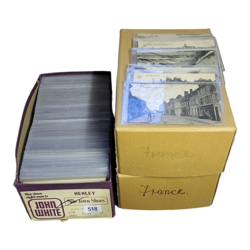 518 - THREE BOXES CONTAINING APPROX 800 EARLY 20TH CENTURY AND LATER POSTCARDS OF FRANCE
Contained in indi... 