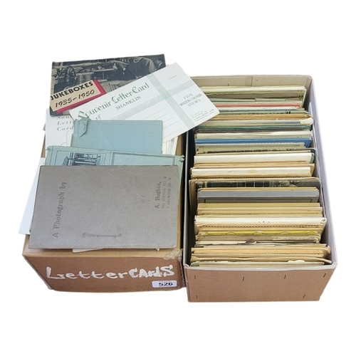 526 - A BOX CONTAINING APPROX 100 EARLY/MID 20TH CENTURY LETTER CARDS
Individually housed in paper slips.