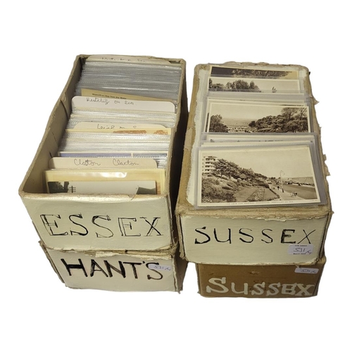 531 - FOUR BOXES CONTAINING A COLLECTION OF APPROX 1000 EARLY 20TH CENTURY AND LATER POSTCARDS
Essex, Hant... 