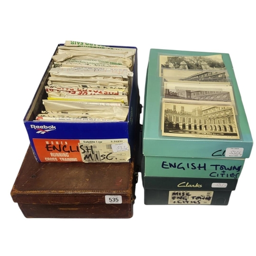 535 - THREE BOXES AT LEAST SMALL LEATHER CASE
Containing approximately 1500, early 20th Century and later ... 