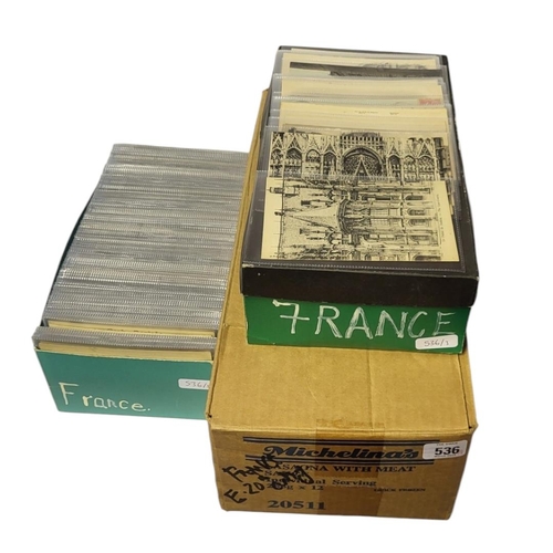 536 - THREE BOXES CONTAINING APPROX 400 EARLY/MID 20TH CENTURY POSTCARDS OF FRENCH TOWNS AND CITIES 
In in... 