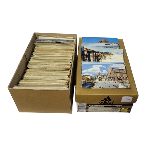 540 - TWO BOXES CONTAINING APPROX 600 MID 20TH CENTURY MISCELLANEOUS POSTCARDS, LARGER FORMAT.