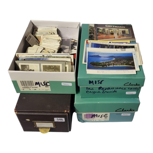 546 - THREE BOXES AND A SINGLE TABLETOP DRAWERS OF MISCELLANEOUS EARLY/MID 20TH CENTURY ITEMS
To include D... 