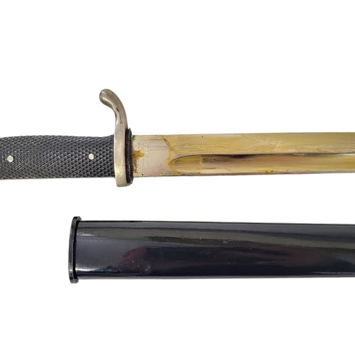 596 - A GERMAN WWII ARMY PARADE BAYONET AND BLACK PAINTED 
By Tiger, Solingen.
(blade 24.5cm, overall 37cm... 