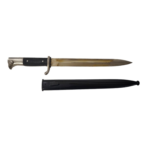 596 - A GERMAN WWII ARMY PARADE BAYONET AND BLACK PAINTED 
By Tiger, Solingen.
(blade 24.5cm, overall 37cm... 