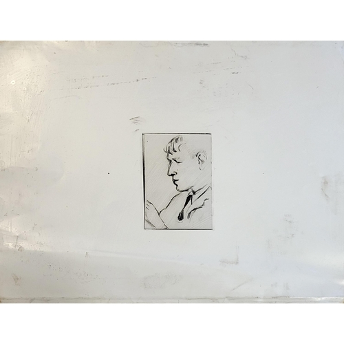 608 - MAURICE FIELD, 1905 - 1998, ORIGINAL LITHOGRAPHIC ZINC PLATE OF W.H. AUDEN FOR THE LIMITED EDITION L... 