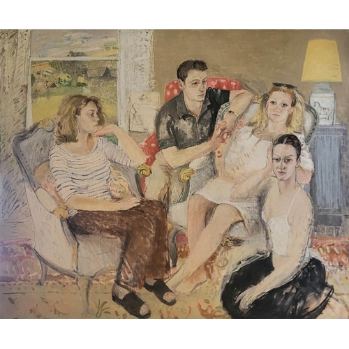 609 - JOHN G. BOYD, R.P, R.G.I., SCOTTISH, 1940 - 2001, OIL ON CANVAS
Family group, unsigned. 

N.B. John ... 