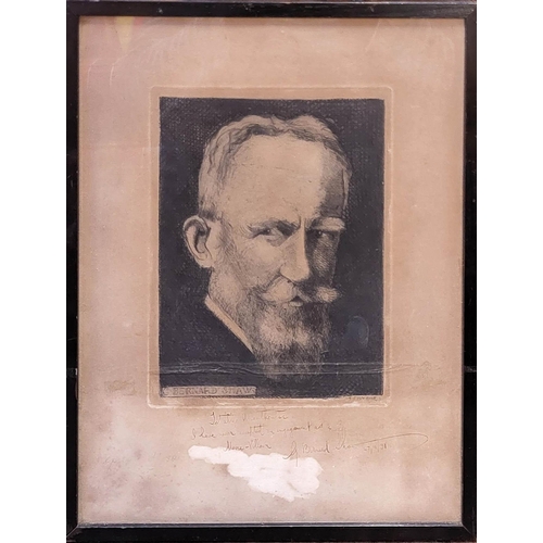 610 - GEORGE BERNARD SHAW, 1856 - 1950, ETCHING 
Portrait, fully inscribed in ink by Shaw ‘Totally Unauthe... 