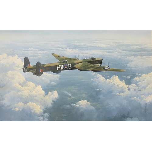 614 - TREVOR LAY, LANCASTER BOMBER, OIL ON CANVAS
Signed and dated 1997 lower right, presented in a gilt f... 