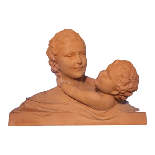 475 - UGO CIPRIANI, 1897 - 1960, A TERRACOTTA GROUP PORTRAIT BUST
Titled ‘Mother and Child’, signed lower ... 