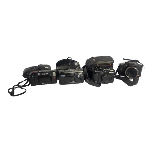 484 - A COLLECTION OF VINTAGE CAMERAS
To include a Canon G10, a Lumix F38, a Vivitar EZ250 and a Minolta A... 