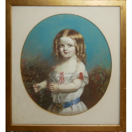 628 - A 19TH CENTURY WATERCOLOUR AND GOUACHE, PORTRAIT OF A YOUNG GIRL WITH RINGLETS
Framed, high quality,... 