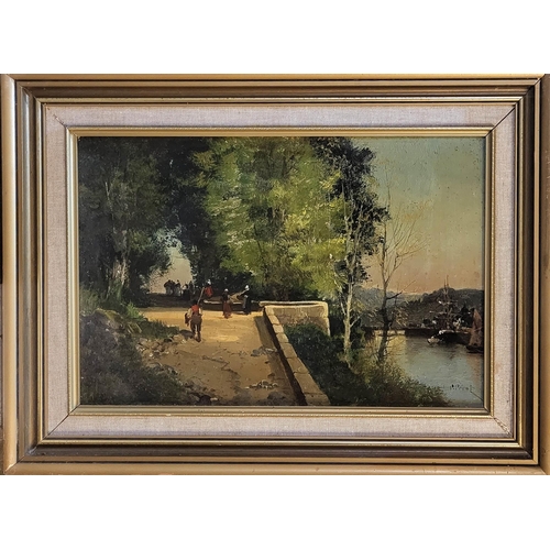 621A - PIERRE PEROT, 1851 - 1890 , OIL ON BOARD
French riverside scene, signed lower right, framed.
(52.5cm... 