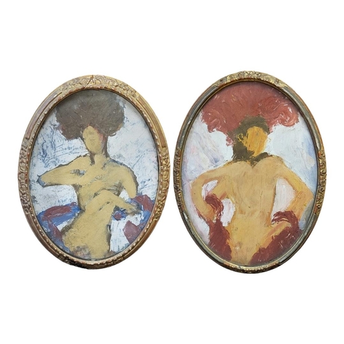 623 - PAIR OF IMPRESSIONIST OILS ON BOARD, OVAL PORTRAITS, GILT FRAMED.
(20cm x 26cm)