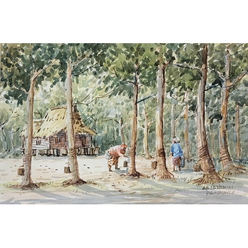 644 - ABU BAKER IBRAHIM, MALAYSIAN, 1925 - 1977, FOUR WATERCOLOURS
Depicting Malaysian views, mounted, sig... 