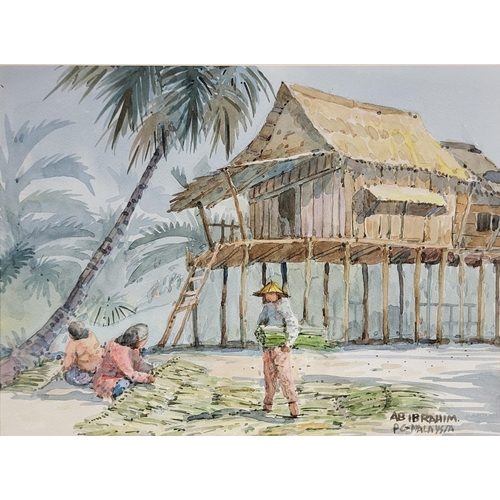 644 - ABU BAKER IBRAHIM, MALAYSIAN, 1925 - 1977, FOUR WATERCOLOURS
Depicting Malaysian views, mounted, sig... 