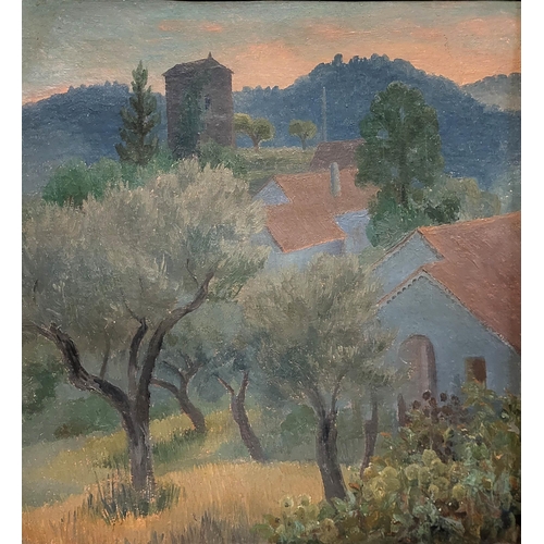 619 - CEDRIC MORRIS?, OIL ON BOARD
Italian Landscape, framed.
60cm x 57cm

N.B. possibly Cedric Morris as ... 