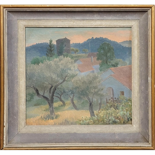 619 - CEDRIC MORRIS?, OIL ON BOARD
Italian Landscape, framed.
60cm x 57cm

N.B. possibly Cedric Morris as ... 