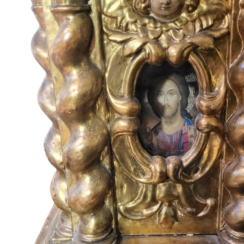 244A - A LATE 19TH CENTURY CONTINENTAL CARVED GILTWOOD RENAISSANCE/BAROQUE STYLE CHURCH TABERNACLE-SACRARIU... 