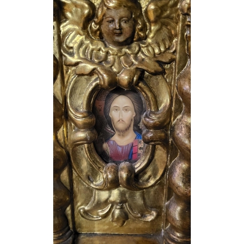 244A - A LATE 19TH CENTURY CONTINENTAL CARVED GILTWOOD RENAISSANCE/BAROQUE STYLE CHURCH TABERNACLE-SACRARIU... 