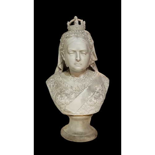 383 - TURNER & WOOD, STOKE-ON-TRENT, A 19TH CENTURY PARIAN BUST OF QUEEN VICTORIA, DIAMOND JUBILEE 1887
Af... 