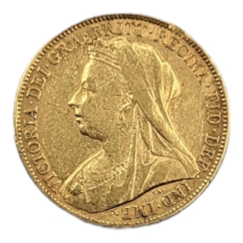 1 - A VICTORIAN 22CT GOLD FULL SOVEREIGN COIN, DATED 1899
With veil head and King George and Dragon to r... 