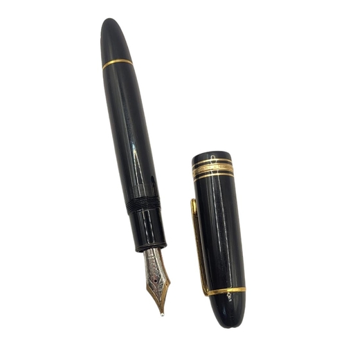 183 - MONTBLANC MEISTERSTÜCK, A VINTAGE BLACK LACQUER FOUNTAIN PEN
Having gilt metal mounts no 149 and 14c... 