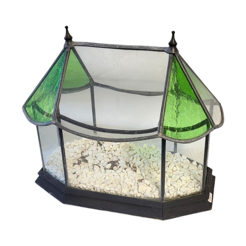 202A - A MID 20TH CENTURY MODEL OF PLANTS GLASSHOUSE ORANGERIE 
A removable top roof cover lead inlaid, wit... 