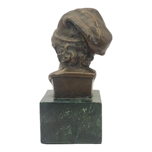 233 - AFTER JULES DALOU, 1838 - 1902, A BRONZE BUST OF AN ITALIAN ADOLESCENT BOY
On green faux marble base... 